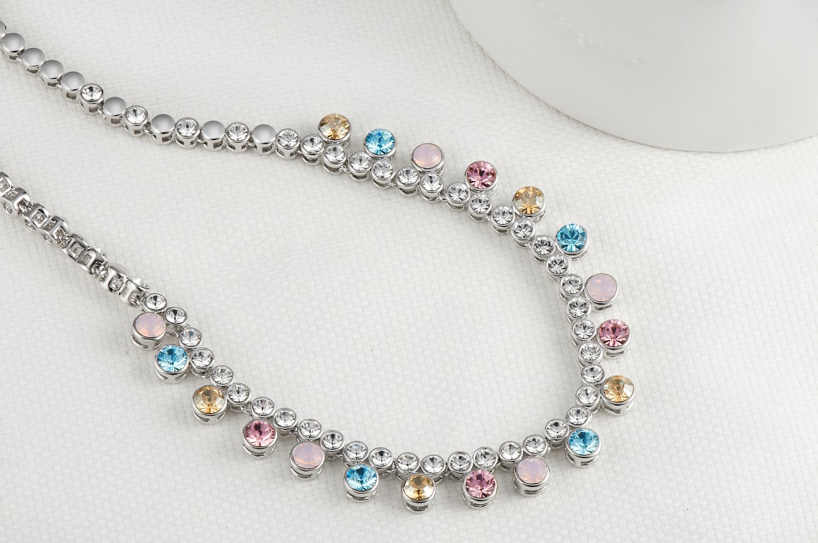 Çok Renkli Swarovski Taşlı Su Yolu Kolye (Altın Kaplama) - N0124 Görseli